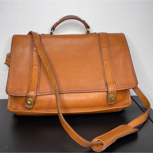 Vintage Handbags - Vintage Genuine Leather Briefcase - Laptop Bag - Satchel - Made in USA